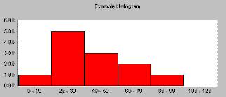 The histogram shows how a data set is distributed - where its center lies, and how long its tails are.